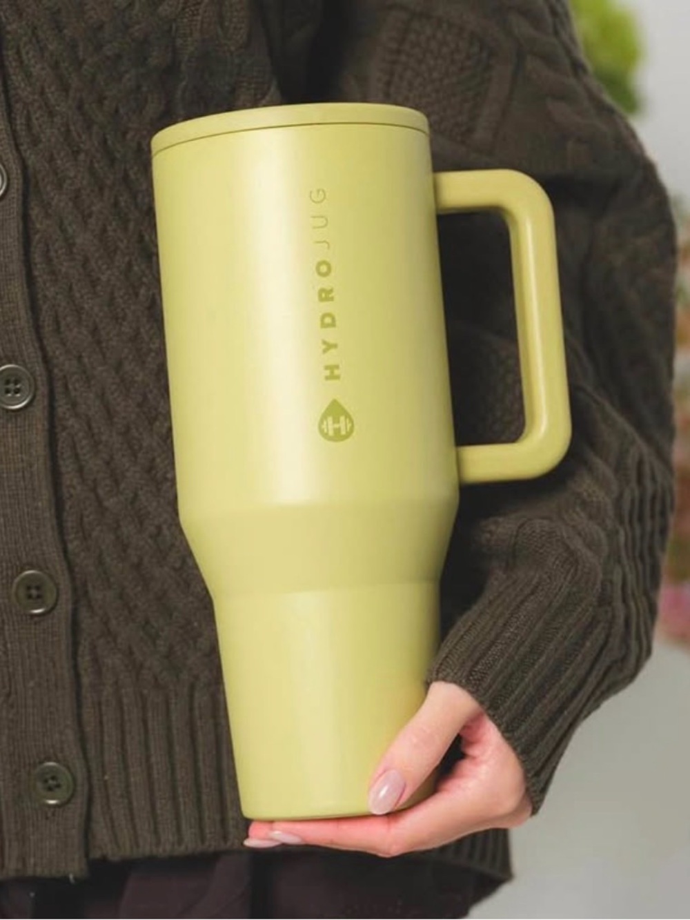 HydroJug Olive Yellow Travel Mug with Handle